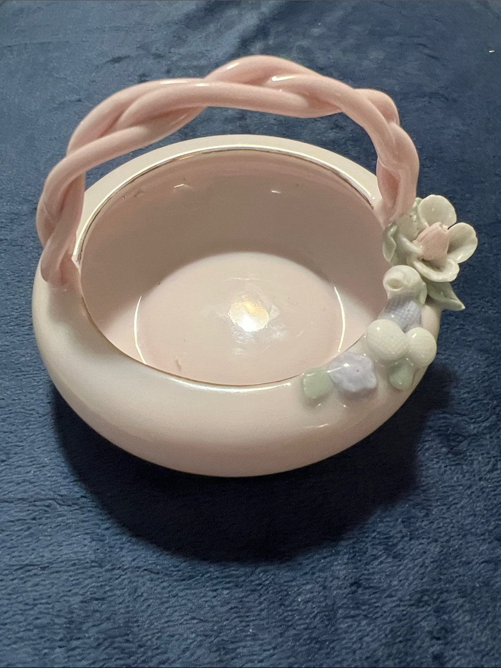 Delicate Pink Floral trinkets Ceramic Basket